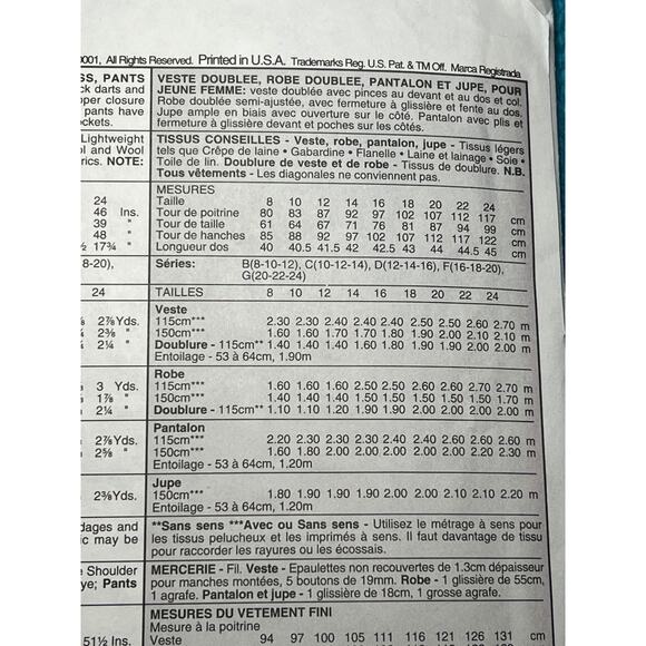 McCalls 8417 pattern suit jacket blazer dress pants skirt 1990s Size 8 10 12 - Picture 6 of 8